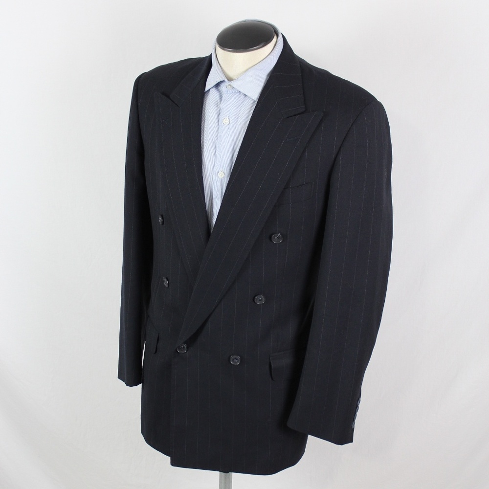 E. ZEGNA SUPER 100's navy double breasted 40R US